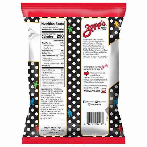 Zapp's New Orleans Kettle-Style Potato Chips Voodoo Heat Flavor (2 oz Bags, 25 Count) Crunchy Perspective: left