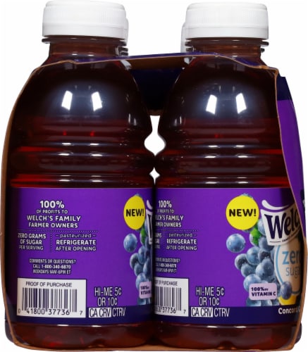 Welch's® Zero Sugar Concord Grape Drink Bottles Perspective: left