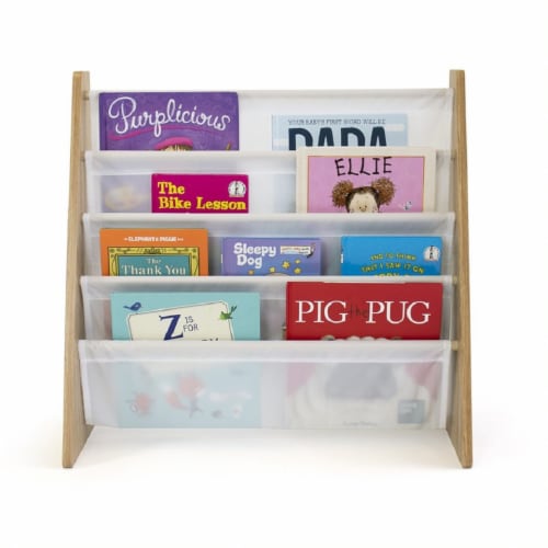 Humble Crew Journey Natural Kids Bookshelf 4 Tier Book Organizer Perspective: left