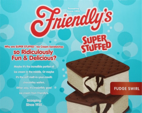 Friendly's Super Stuffed Fudge Swirl Ice Cream Sandwiches Perspective: left