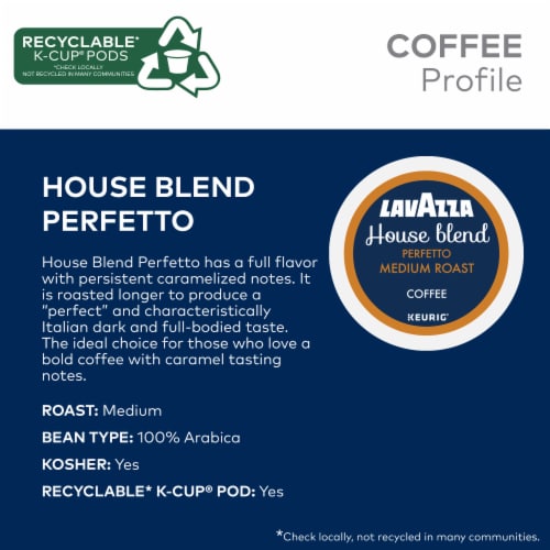 Lavazza House Blend Perfetto Medium Roast K-Cup Coffee Pods Perspective: left