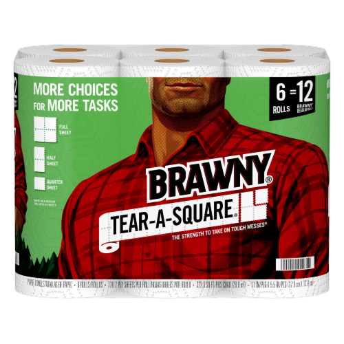 Brawny® Tear-A-Square Double Paper Towels Perspective: left