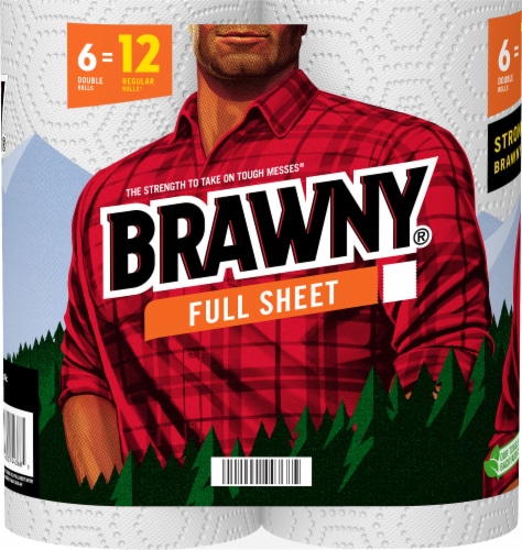 Brawny Tear-A-Square Paper Towels, Double Rolls - 8 rolls