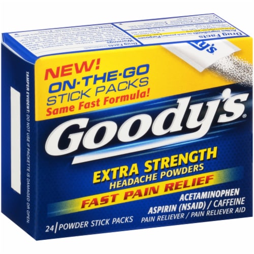 Goody's Extra Strength Headache Fast Pain Relief Powders Perspective: left