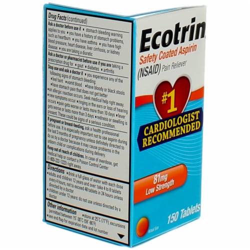 Ecotrin® Low-Strength Coated Tablets Perspective: left