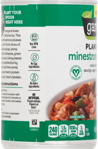 Gardein Vegan Plant-Based Saus'ge & Minestrone Soup Perspective: left