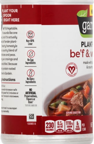 Gardein Plant-Based Be'f and Country Vegetable Soup Perspective: left