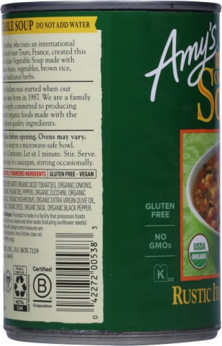 Amy's® Organic Hearty Rustic Italian Vegetable Soup Perspective: left