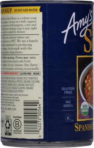 Amy's® Organic Hearty Spanish Rice & Red Beans Soup Perspective: left