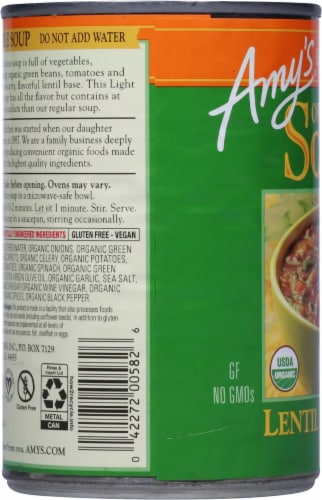 Amy's® Organic Light in Sodium Lentil Vegetable Soup Perspective: left