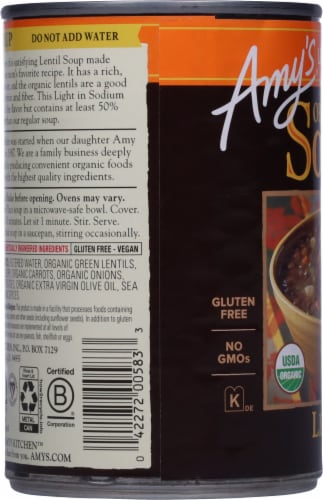 Amy's® Organic Light in Sodium Lentil Soup Perspective: left
