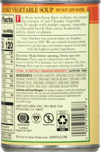 Amy's® Organic Reduced Sodium Low Fat Chunky Vegetable Soup Perspective: left