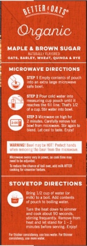 Better Oats Organic Maple & Brown Sugar Instant Multigrain Hot Cereal with Flax Perspective: left