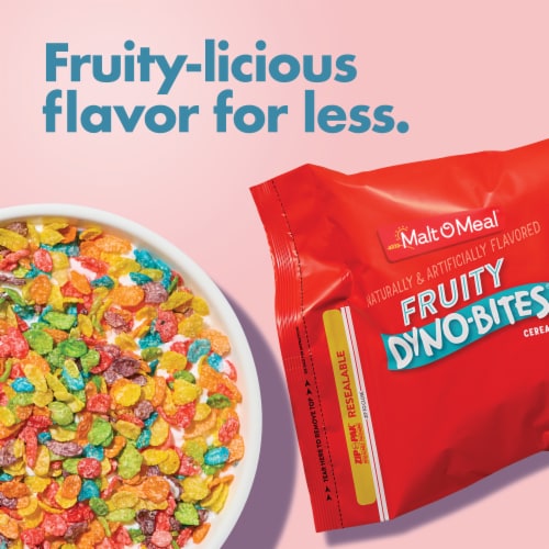 Malt O Meal Fruity Dyno-Bites Bag Cereal Perspective: left