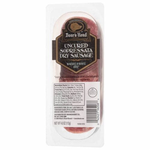 Boar's Head Uncured Sopressata Dry Sausage Perspective: left