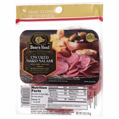 Boar’s Head Uncured Pouch Hard Salami Perspective: left