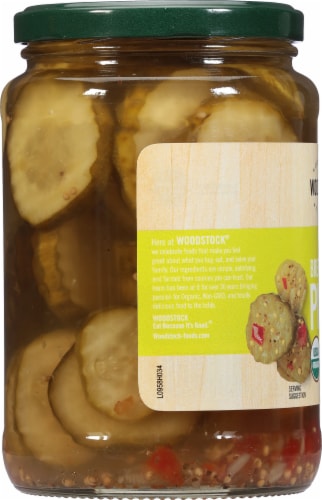 Woodstock Farms Organic Bread & Butter Pickles Perspective: left