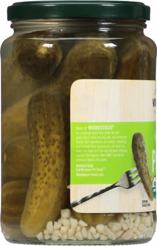 Woodstock Farms Organic Whole Kosher Dill Pickles Perspective: left