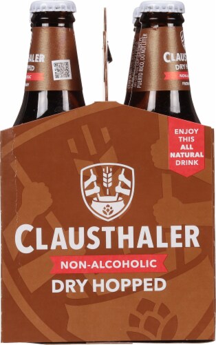 Clausthaler Dry Hopped Non Alcoholic Golden Amber Beer Perspective: left