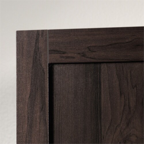 Sauder Select Engineered Wood Wardrobe Armoire in Cinnamon Cherry Perspective: left