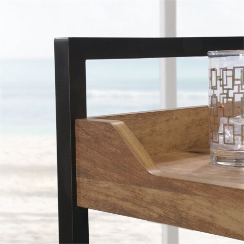 Sauder North Avenue Engineered Wood/Metal Bar Cart in Sindoori Mango Perspective: left