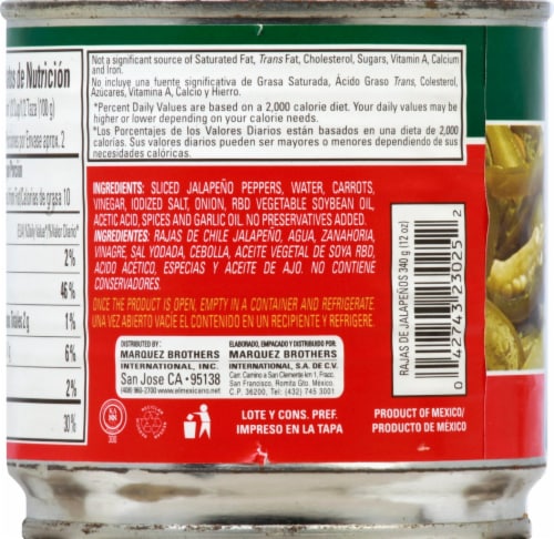 El Mexicano® Sliced Jalapeno Peppers in Brine Perspective: left