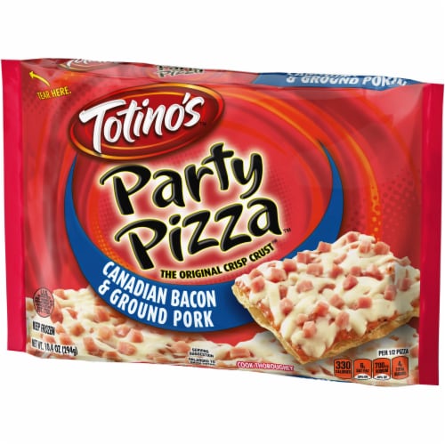 Totino's Party Pizza Canadian Bacon and Ground Pork Frozen Snacks Perspective: left