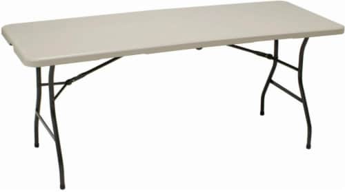 Sudden Solution Centerfold Utility Table - Cream/Mocha Perspective: left