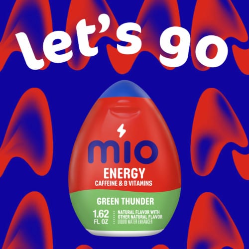 Mio Energy Green Thunder Naturally Flavored Liquid Water Enhancer with Caffeine & B Vitamins Perspective: left