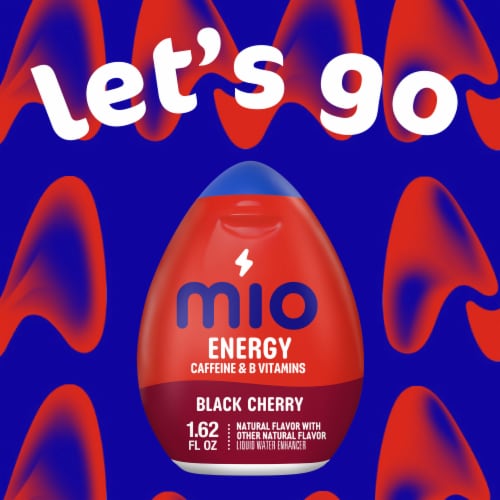 Mio Energy Black Cherry Naturally Flavored Liquid Water Enhancer with Caffeine & B Vitamins Perspective: left
