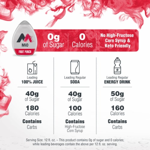 MiO Fruit Punch Liquid Water Enhancer Water Flavoring Drink Mix 1.62 fl. oz. Bottle Perspective: left