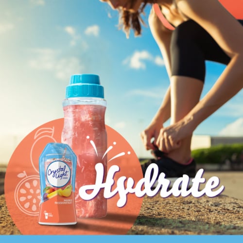 Crystal Light Zero Sugar Mango Passionfruit Water Enhancer Bottle Perspective: left