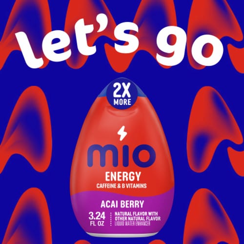 Mio Energy Acai Berry Storm Liquid Water Enhancer Drink Mix Big Bottle Perspective: left