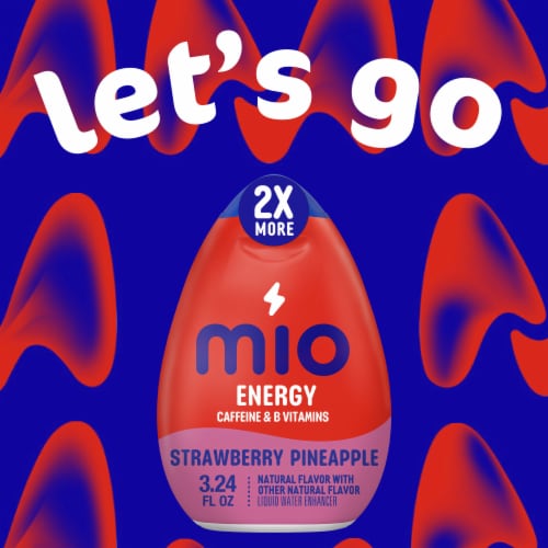 mio Energy Caffeinated & B Vitamins Strawberry Pineapple Water Enhancer Bottle Perspective: left