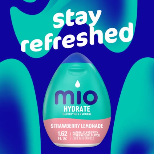 mio Hydrate Strawberry Lemonade Flavored with other natural flavor Liquid Water Enhancer, Bottle Perspective: left