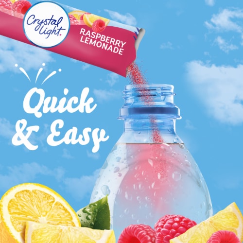 Crystal Light Raspberry Lemonade Artificially Flavored Powdered Drink Mix On the Go Lemonade Packets Perspective: left