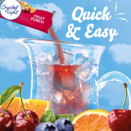Crystal Light Fruit Punch Sugar Free Caffeine Free Powder Drink Mix Pitcher Packets Perspective: left