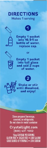 Crystal Light Rasperry Green Tea On-The-Go Drink Mix Packets Perspective: left