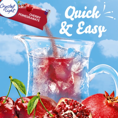 Crystal Light Cherry Pomegranate Sugar Free Caffeine Free Powder Drink Mix Pitcher Packets Perspective: left