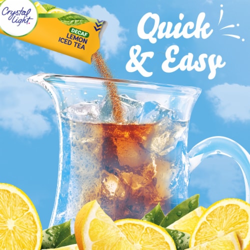 Crystal Light Zero Sugar Decaf Lemon Iced Tea Drink Mix Packets Perspective: left