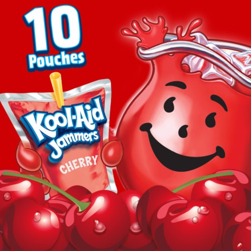 Kool Aid Jammers Cherry Kids Drink 0% Juice Box Pouches Perspective: left