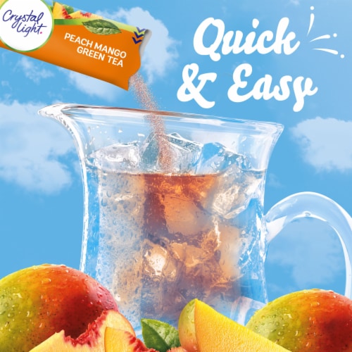 Crystal Light Zero Sugar Peach Mango Green Tea Drink Mix Packets Perspective: left