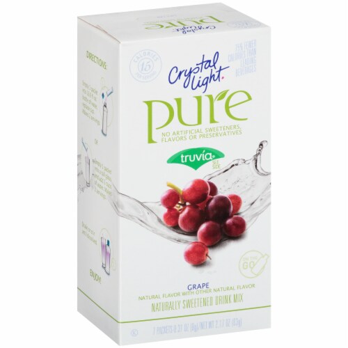Crystal Light Pure Grape Naturally Sweetened Drink Mix Packets Perspective: left
