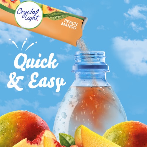 Crystal Light Zero Sugar Caffeinated Peach Mango Green Tea Drink Mix Packets Perspective: left
