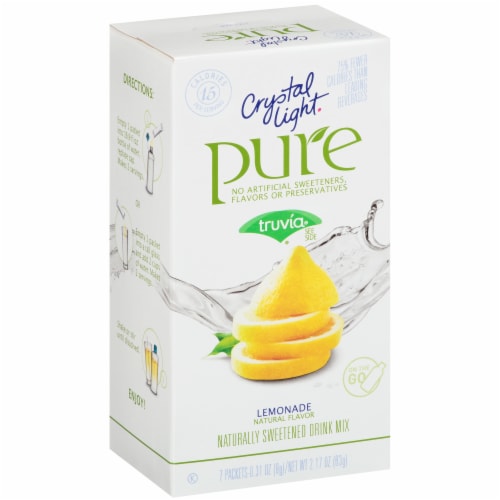 Crystal Light Pure Lemonade Naturally Sweetened Drink Mix Packets Perspective: left