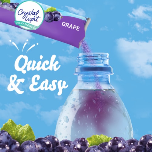Crystal Light Zero Sugar Caffeinated Grape Drink Mix Packets Perspective: left
