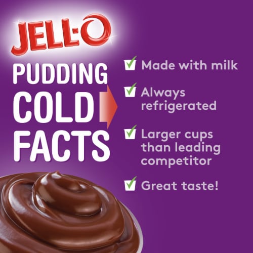 Jell-O Original Chocolate Pudding Cups Snack Perspective: left