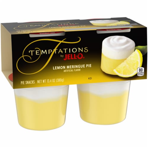 Jell-O Temptations Lemon Meringue Pie Pudding Cups Snack Perspective: left