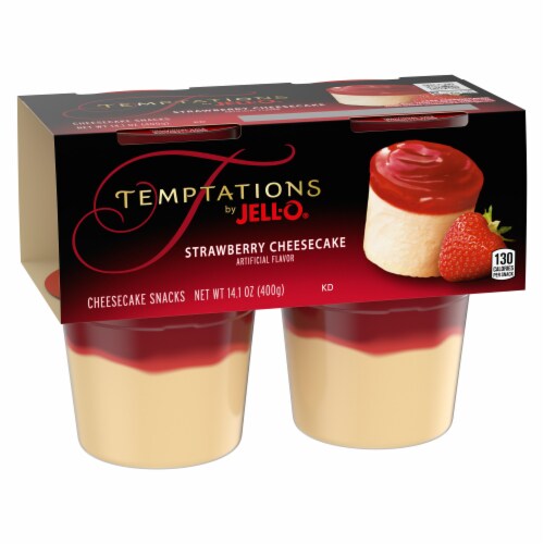 Jell-O Temptations Strawberry Cheesecake Pudding Cups Snack Perspective: left