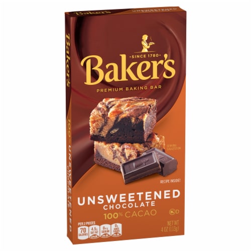 Baker's Unsweetened Chocolate Premium Baking Bar with 100 % Cacao, Box Perspective: left
